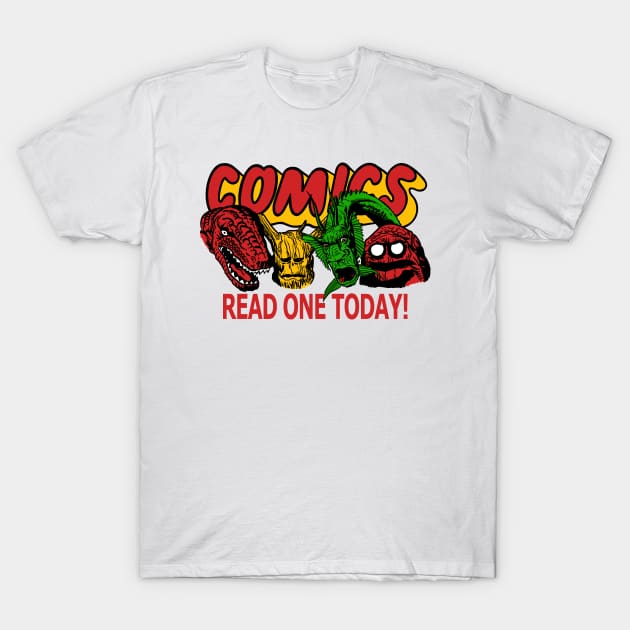 Comics Read One Today (Kirby Monsters Edit.) T-Shirt by dumb stuff, fun stuff